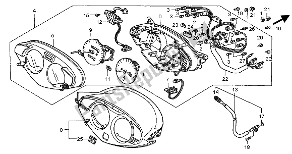 All parts for the Meter (mph) of the Honda NT 650V 2002