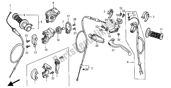 Alle onderdelen voor de Handvat Hendel & Schakelaar & Kabel van de Honda CR 125R 1995