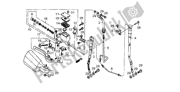 All parts for the Fr. Brake Master Cylinder of the Honda XL 600V Transalp 1998