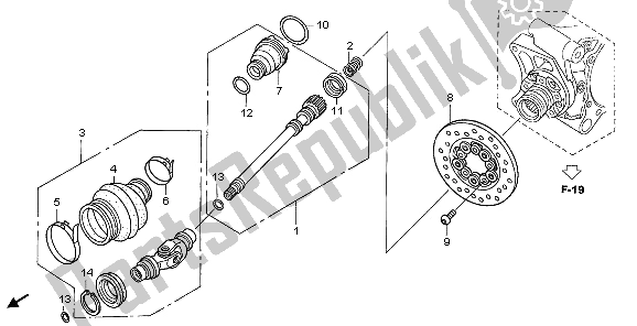 All parts for the Propeller Shaft of the Honda TRX 680 FA Fourtrax Rincon 2006