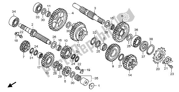 All parts for the Transmission of the Honda XR 650R 2002