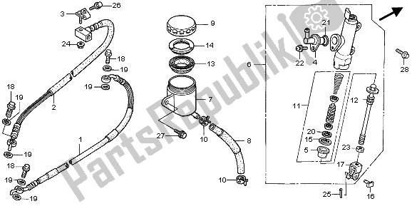 All parts for the Rear Brake Master Cylinder of the Honda XL 1000V 2000