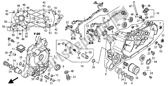 All parts for the Crankcase of the Honda SH 300R 2008