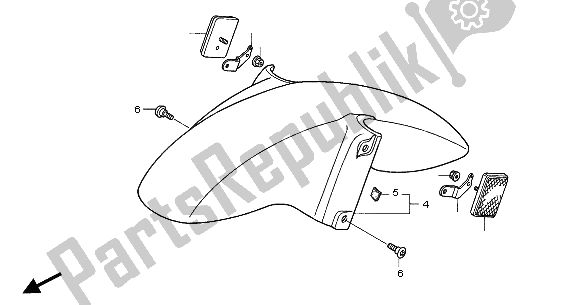 Tutte le parti per il Parafango Anteriore del Honda VFR 800 FI 2001