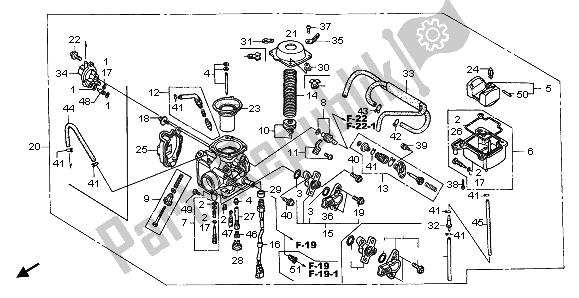 All parts for the Carburetor of the Honda TRX 500 FA Fourtrax Foreman 2004