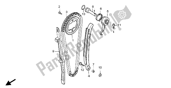 Alle onderdelen voor de Nokkenketting & Spanner van de Honda NX 650 1998