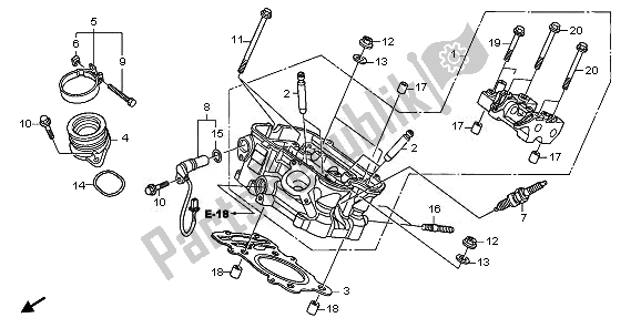 All parts for the Rear Cylinder Head of the Honda XL 700 VA Transalp 2008