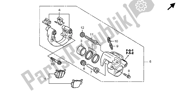 Alle onderdelen voor de Achter Remklauw van de Honda FES 125A 2008