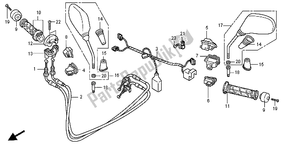 Alle onderdelen voor de Schakelaar & Kabel & Spiegel van de Honda SH 300 AR 2008