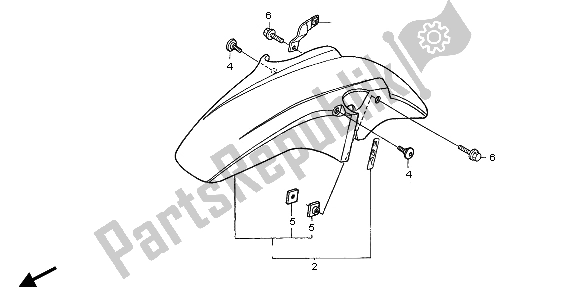 All parts for the Front Fender of the Honda CBF 500A 2007