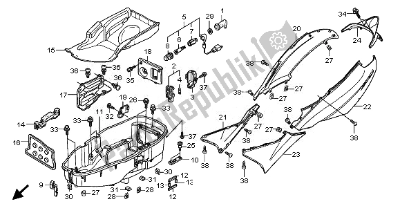 Todas las partes para Cubierta Del Cuerpo Y Caja De Equipaje de Honda FES 125 2008