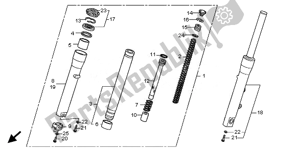 Todas as partes de Garfo Dianteiro do Honda SH 300 2010