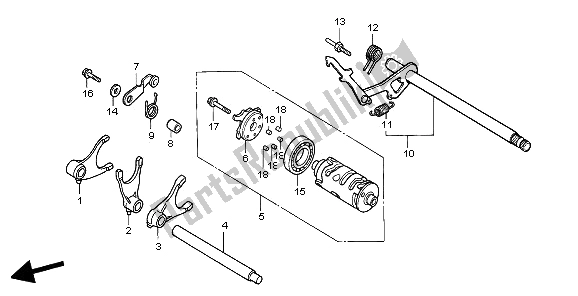 All parts for the Gearshaft Drum of the Honda VT 600C 1997