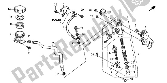 All parts for the Rr. Brake Master Cylinder of the Honda VFR 1200 FD 2012