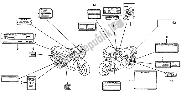 Wszystkie części do Etykieta Ostrzegawcza Honda CBR 600F 1998