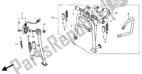 All parts for the Stand of the Honda XRV 750 Africa Twin 2000