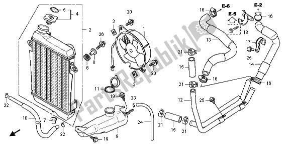 Alle onderdelen voor de Radiator van de Honda SH 300 RA 2012