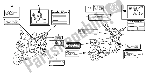 Tutte le parti per il Etichetta Di Avvertenza del Honda PES 125R 2012