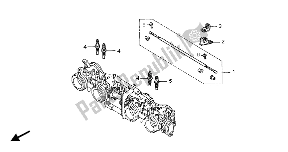 All parts for the Throttle Body(components) of the Honda CB 1300A 2005
