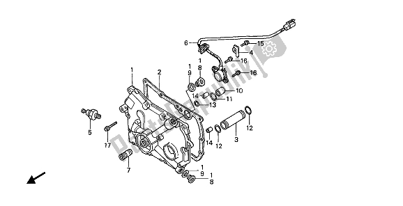 All parts for the Transmission Cover of the Honda GL 1500 1990