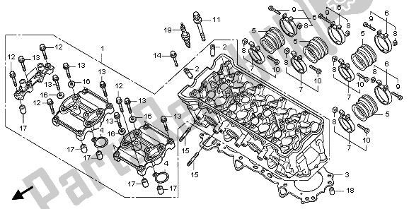 All parts for the Cylinder Head of the Honda CBF 1000 2008