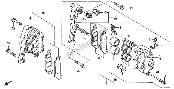 All parts for the Front Brake Caliper of the Honda XRV 750 Africa Twin 1993