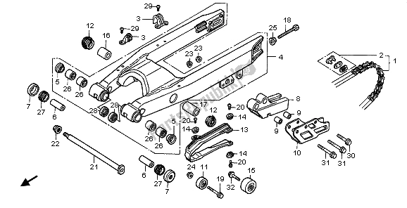 Todas las partes para Basculante de Honda CR 500R 1998