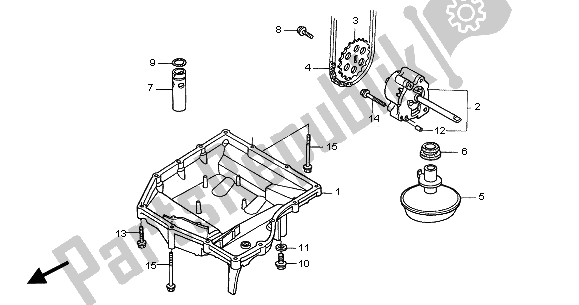 All parts for the Oil Pan & Oil Pump of the Honda CBF 600N 2005