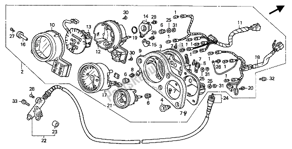 All parts for the Meter (kmh) of the Honda VFR 400R3 1991