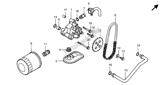 Alle onderdelen voor de Oliefilter & Oliepomp van de Honda VT 1100C3 1999