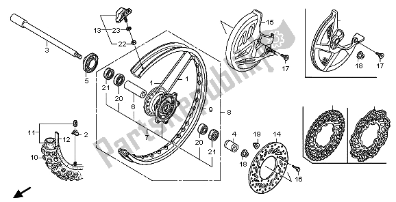 Todas las partes para Rueda Delantera de Honda CRF 250R 2006