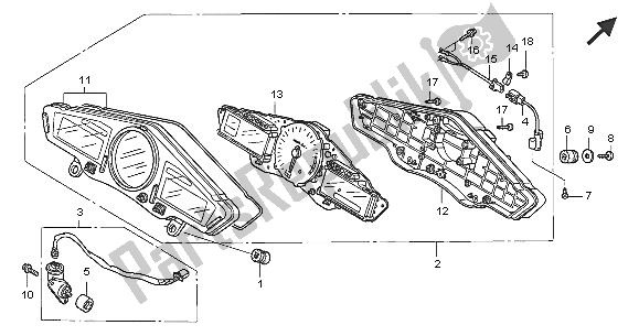 Alle onderdelen voor de Meter (mph) van de Honda VFR 800 2005