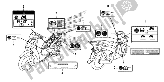 All parts for the Caution Label of the Honda SH 125 AD 2013