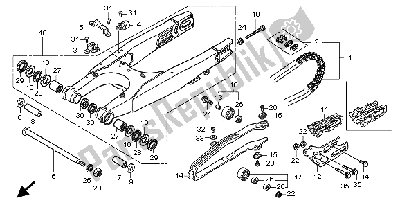 All parts for the Swingarm of the Honda CRF 450R 2009