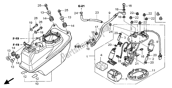 All parts for the Fuel Pump of the Honda ST 1300 2002