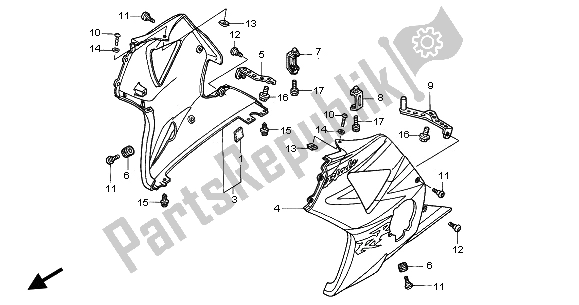 All parts for the Lower Cowl of the Honda CBR 900 RR 2002