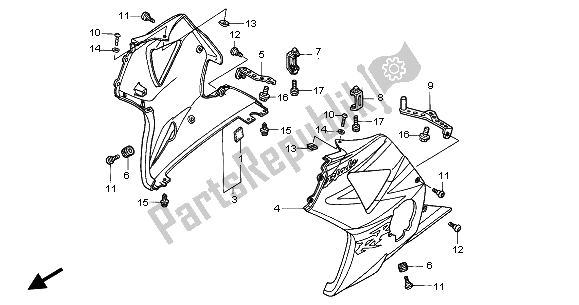 All parts for the Lower Cowl of the Honda CBR 900 RR 2002