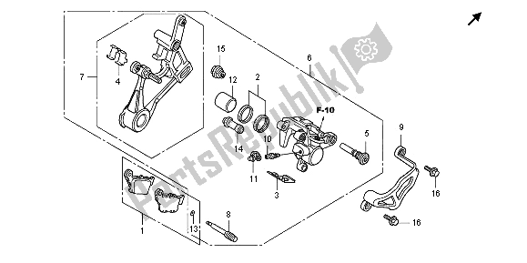 Alle onderdelen voor de Achter Remklauw van de Honda CRF 150 RB LW 2009