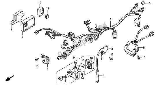 Tutte le parti per il Cablaggio E Bobina Di Accensione del Honda NX 650 1991