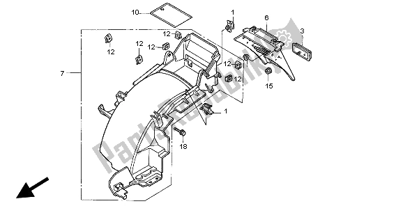 Tutte le parti per il Parafango Posteriore del Honda ST 1100 1997