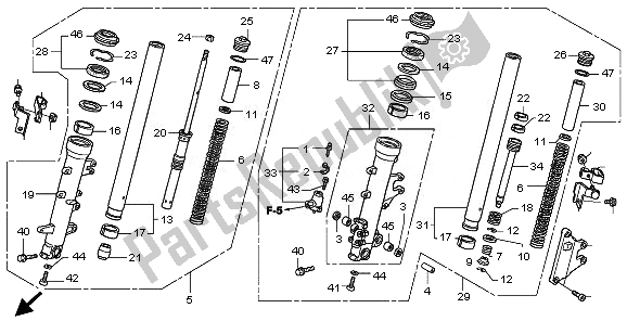 Todas as partes de Garfo Dianteiro do Honda GL 1800 2010