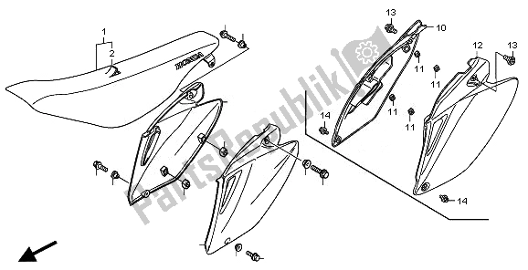 All parts for the Seat & Side Cover of the Honda CRF 250R 2008