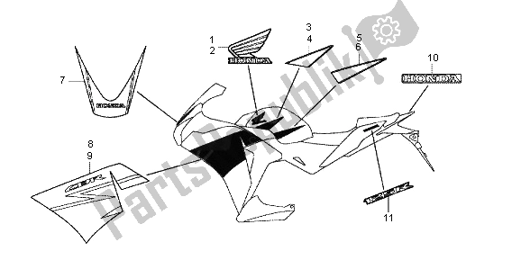 Tutte le parti per il Segno E Striscia del Honda CBR 125 RT 2013