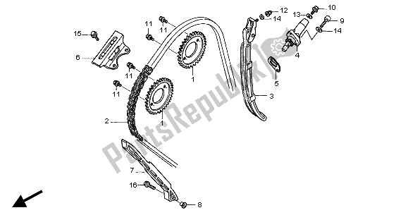 Alle onderdelen voor de Nokkenketting & Spanner van de Honda CBF 600 SA 2004