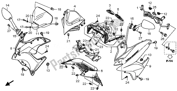 Alle onderdelen voor de Kap van de Honda XL 125V 2010