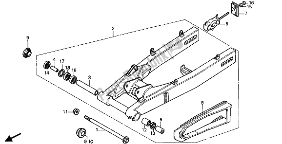 Todas las partes para Basculante de Honda CBR 600F 1987