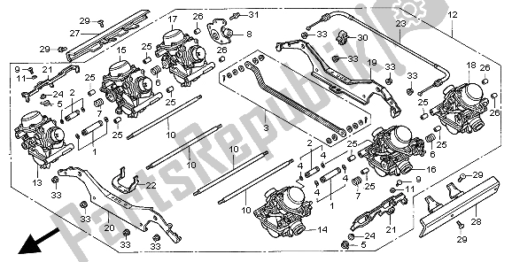 All parts for the Carburetor Assy of the Honda GL 1500C 1998