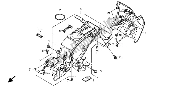 Tutte le parti per il Parafango Posteriore del Honda NT 700V 2010