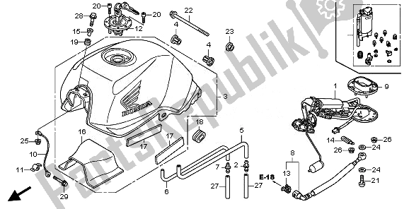 Alle onderdelen voor de Brandstoftank En Brandstofpomp van de Honda CBF 1000 TA 2008