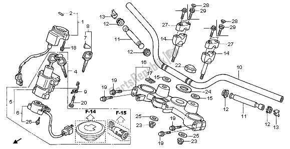 All parts for the Handle Pipe & Top Bridge of the Honda XL 650V Transalp 2006